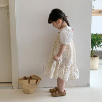 Load image into Gallery viewer, 2 Pieces Set Baby Kid Girls Solid Color Tops And Flower Dresses Wholesale 230330368
