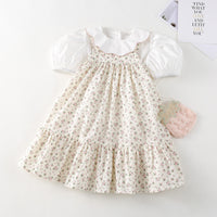 Load image into Gallery viewer, 2 Pieces Set Baby Kid Girls Solid Color Tops And Flower Dresses Wholesale 230330368
