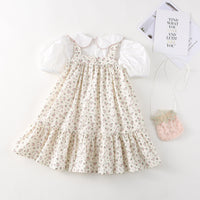 Load image into Gallery viewer, 2 Pieces Set Baby Kid Girls Solid Color Tops And Flower Dresses Wholesale 230330368
