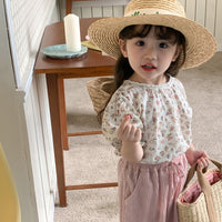 Load image into Gallery viewer, 2 Pieces Set Baby Kid Girls Flower Print Tops And Solid Color Pants Wholesale 230330396
