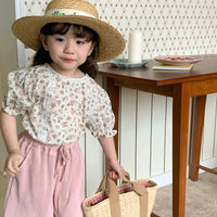 Load image into Gallery viewer, 2 Pieces Set Baby Kid Girls Flower Print Tops And Solid Color Pants Wholesale 230330396
