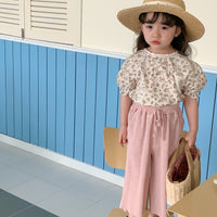 Load image into Gallery viewer, 2 Pieces Set Baby Kid Girls Flower Print Tops And Solid Color Pants Wholesale 230330396
