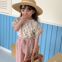 Load image into Gallery viewer, 2 Pieces Set Baby Kid Girls Flower Print Tops And Solid Color Pants Wholesale 230330396
