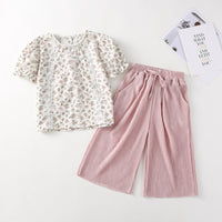 Load image into Gallery viewer, 2 Pieces Set Baby Kid Girls Flower Print Tops And Solid Color Pants Wholesale 230330396
