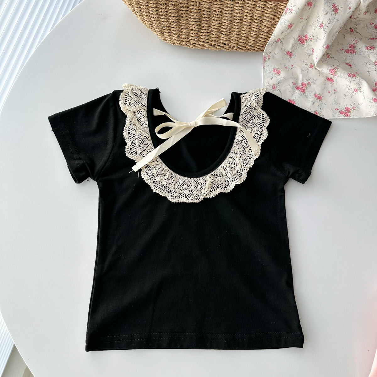 Baby Kid Girls Bow Lace Tops Wholesale 230330433