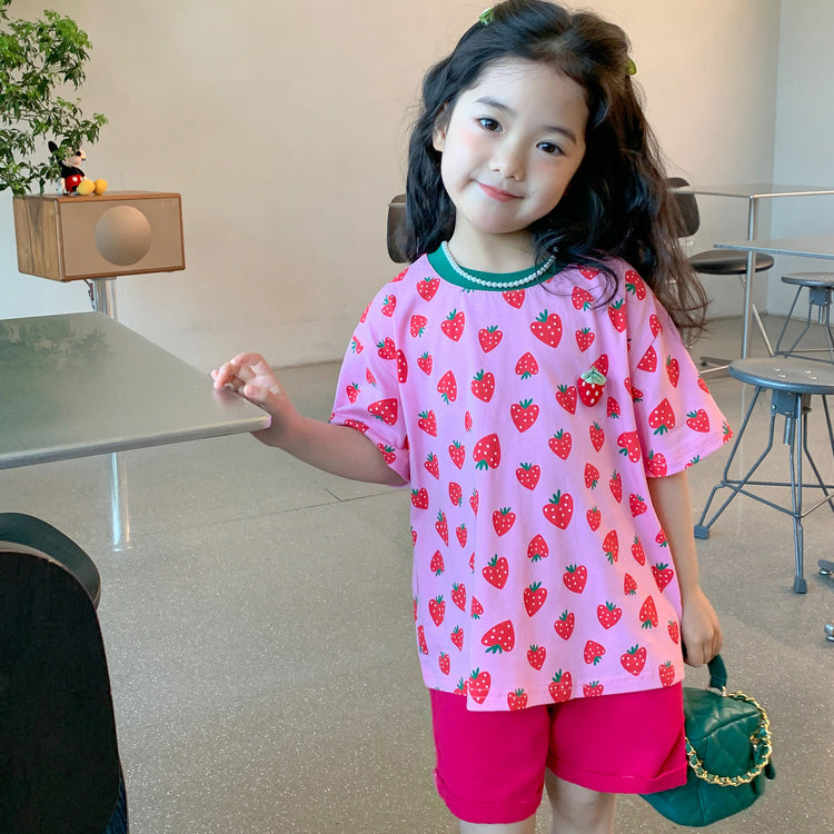 Baby Kid Big Kid Girls Fruit Print T-Shirts Wholesale 230330438