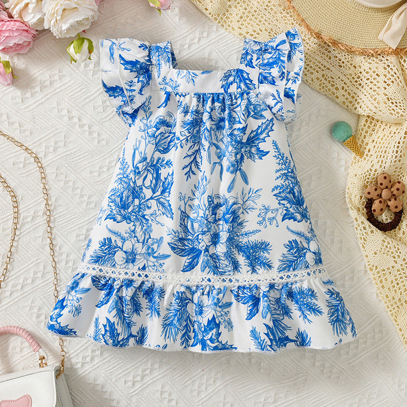 Baby Kid Girls Flower Print Dresses Wholesale 23033058