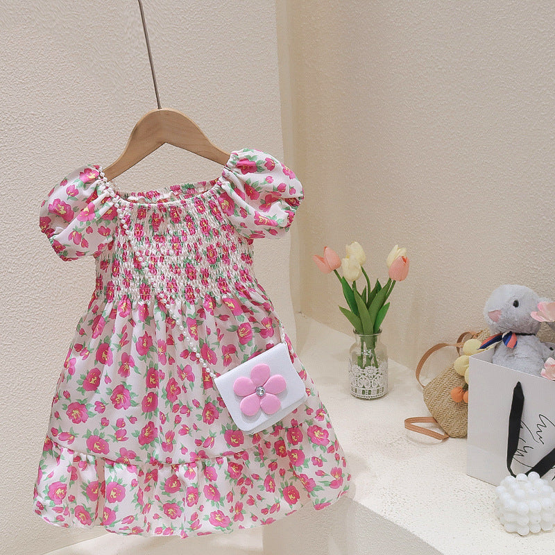 Baby Kid Girls Flower Print Dresses Wholesale 23033092