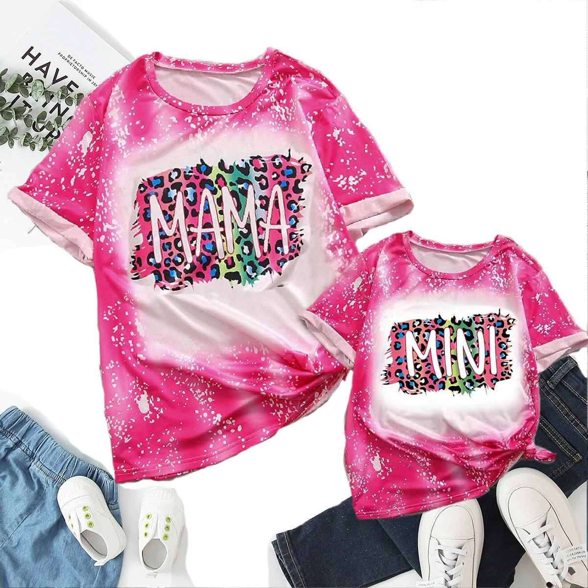 Mommy And Me Kid Letters Tie Dye Print T-Shirts Wholesale 230403156