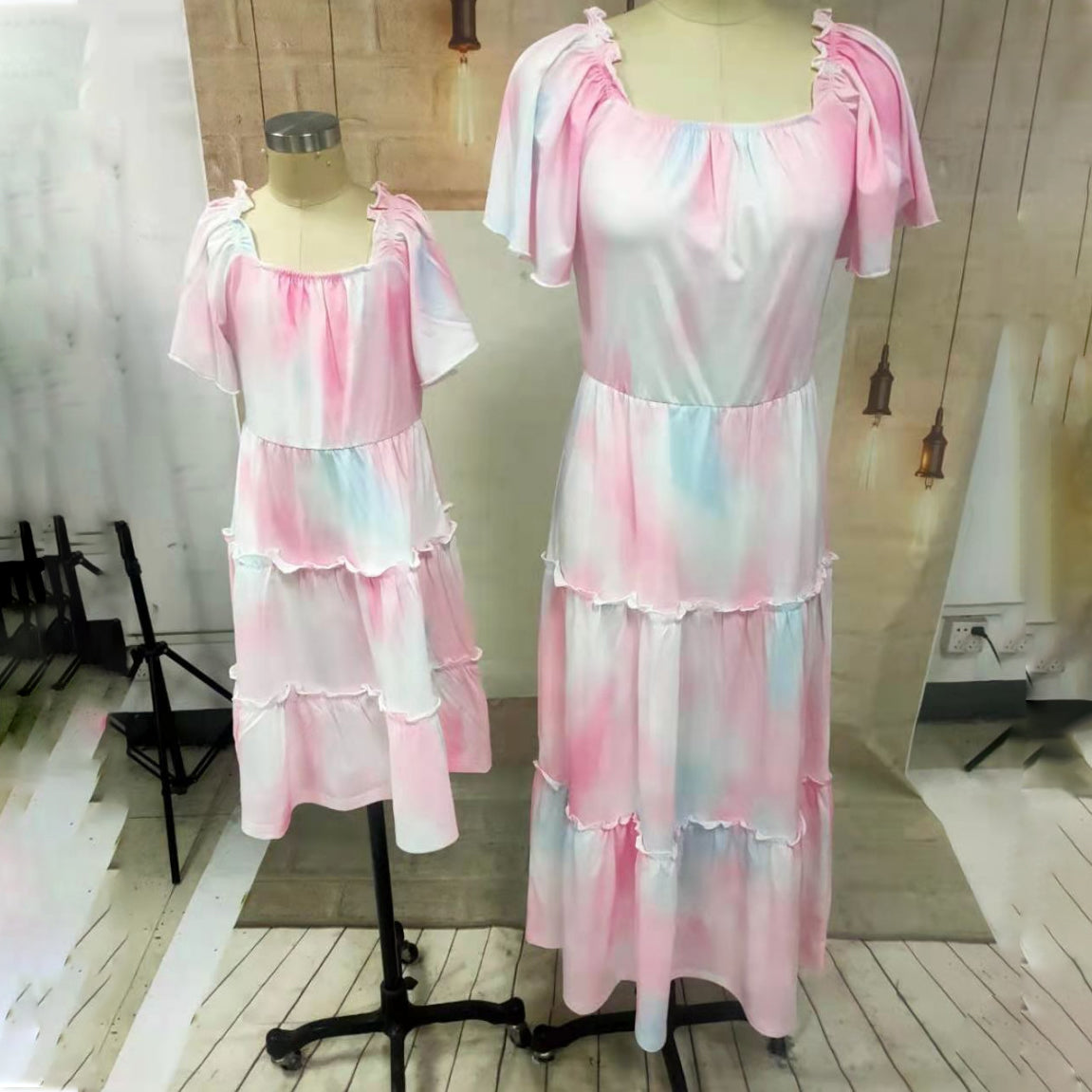 Mommy And Me Kid Tie Dye Dresses Wholesale 230403157