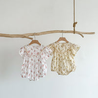 Load image into Gallery viewer, Baby Girls Flower Print Rompers Wholesale 230403254

