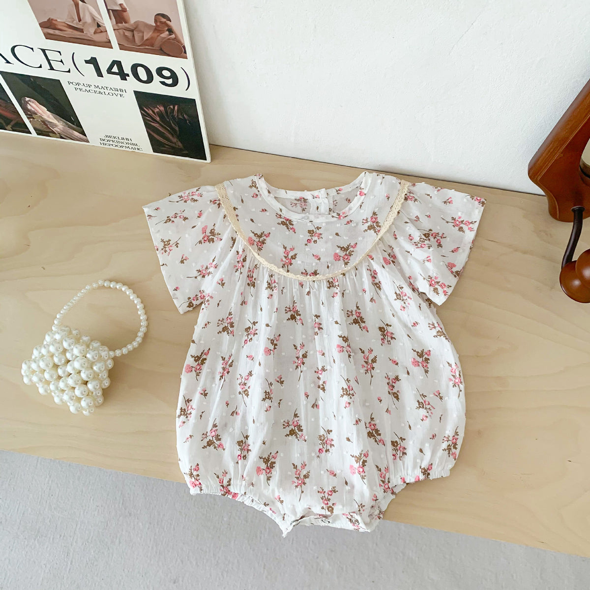 Baby Girls Flower Print Rompers Wholesale 230403254