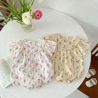 Load image into Gallery viewer, Baby Girls Flower Print Rompers Wholesale 230403254
