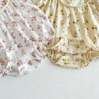 Load image into Gallery viewer, Baby Girls Flower Print Rompers Wholesale 230403254
