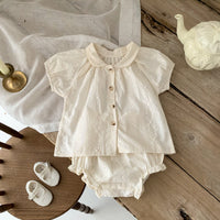 Load image into Gallery viewer, 2 Pieces Set Baby Girls Solid Color Tops And Shorts Wholesale 230403260

