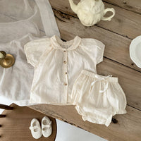 Load image into Gallery viewer, 2 Pieces Set Baby Girls Solid Color Tops And Shorts Wholesale 230403260
