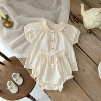 Load image into Gallery viewer, 2 Pieces Set Baby Girls Solid Color Tops And Shorts Wholesale 230403260

