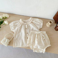 Load image into Gallery viewer, 2 Pieces Set Baby Girls Solid Color Tops And Shorts Wholesale 230403260

