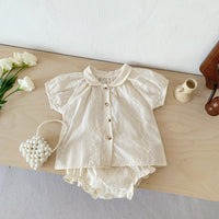 Load image into Gallery viewer, 2 Pieces Set Baby Girls Solid Color Tops And Shorts Wholesale 230403260
