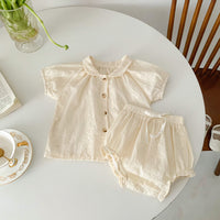 Load image into Gallery viewer, 2 Pieces Set Baby Girls Solid Color Tops And Shorts Wholesale 230403260
