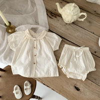 Load image into Gallery viewer, 2 Pieces Set Baby Girls Solid Color Tops And Shorts Wholesale 230403260
