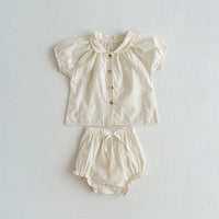 Load image into Gallery viewer, 2 Pieces Set Baby Girls Solid Color Tops And Shorts Wholesale 230403260

