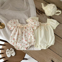 Load image into Gallery viewer, Baby Girls Flower Bow Print Rompers Wholesale 230403261
