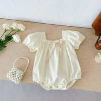 Load image into Gallery viewer, Baby Girls Flower Bow Print Rompers Wholesale 230403261
