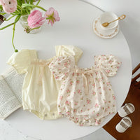 Load image into Gallery viewer, Baby Girls Flower Bow Print Rompers Wholesale 230403261
