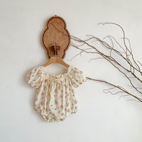 Load image into Gallery viewer, Baby Girls Flower Bow Print Rompers Wholesale 230403261
