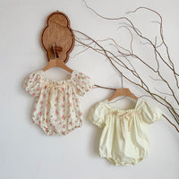 Load image into Gallery viewer, Baby Girls Flower Bow Print Rompers Wholesale 230403261
