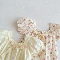 Load image into Gallery viewer, Baby Girls Flower Bow Print Rompers Wholesale 230403261

