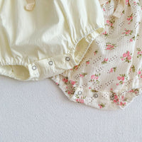Load image into Gallery viewer, Baby Girls Flower Bow Print Rompers Wholesale 230403261
