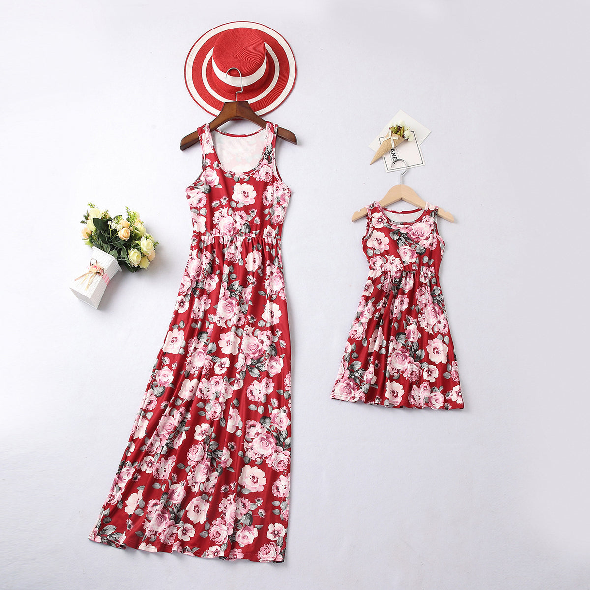 Mommy And Me Baby Kid Flower Print Dresses Wholesale 23040332