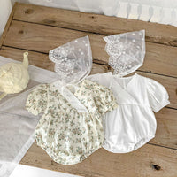 Load image into Gallery viewer, Baby Girls Flower Print Rompers And Hats Wholesale 230403377
