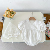 Load image into Gallery viewer, Baby Girls Flower Print Rompers And Hats Wholesale 230403377
