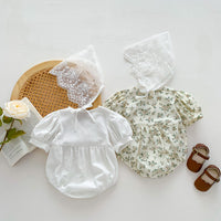 Load image into Gallery viewer, Baby Girls Flower Print Rompers And Hats Wholesale 230403377
