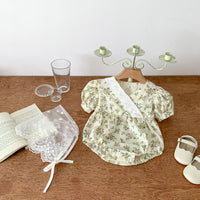 Load image into Gallery viewer, Baby Girls Flower Print Rompers And Hats Wholesale 230403377
