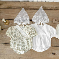 Load image into Gallery viewer, Baby Girls Flower Print Rompers And Hats Wholesale 230403377
