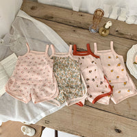 Load image into Gallery viewer, 2 Pieces Set Baby Girls Flower Fruit Print Tank Tops And Shorts Wholesale 230403482
