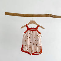 Load image into Gallery viewer, 2 Pieces Set Baby Girls Flower Fruit Print Tank Tops And Shorts Wholesale 230403482
