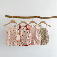 Load image into Gallery viewer, 2 Pieces Set Baby Girls Flower Fruit Print Tank Tops And Shorts Wholesale 230403482

