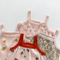 Load image into Gallery viewer, 2 Pieces Set Baby Girls Flower Fruit Print Tank Tops And Shorts Wholesale 230403482
