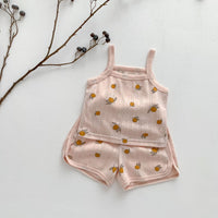 Load image into Gallery viewer, 2 Pieces Set Baby Girls Flower Fruit Print Tank Tops And Shorts Wholesale 230403482
