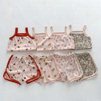 Load image into Gallery viewer, 2 Pieces Set Baby Girls Flower Fruit Print Tank Tops And Shorts Wholesale 230403482
