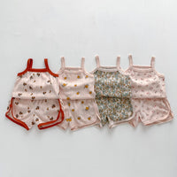 Load image into Gallery viewer, 2 Pieces Set Baby Girls Flower Fruit Print Tank Tops And Shorts Wholesale 230403482

