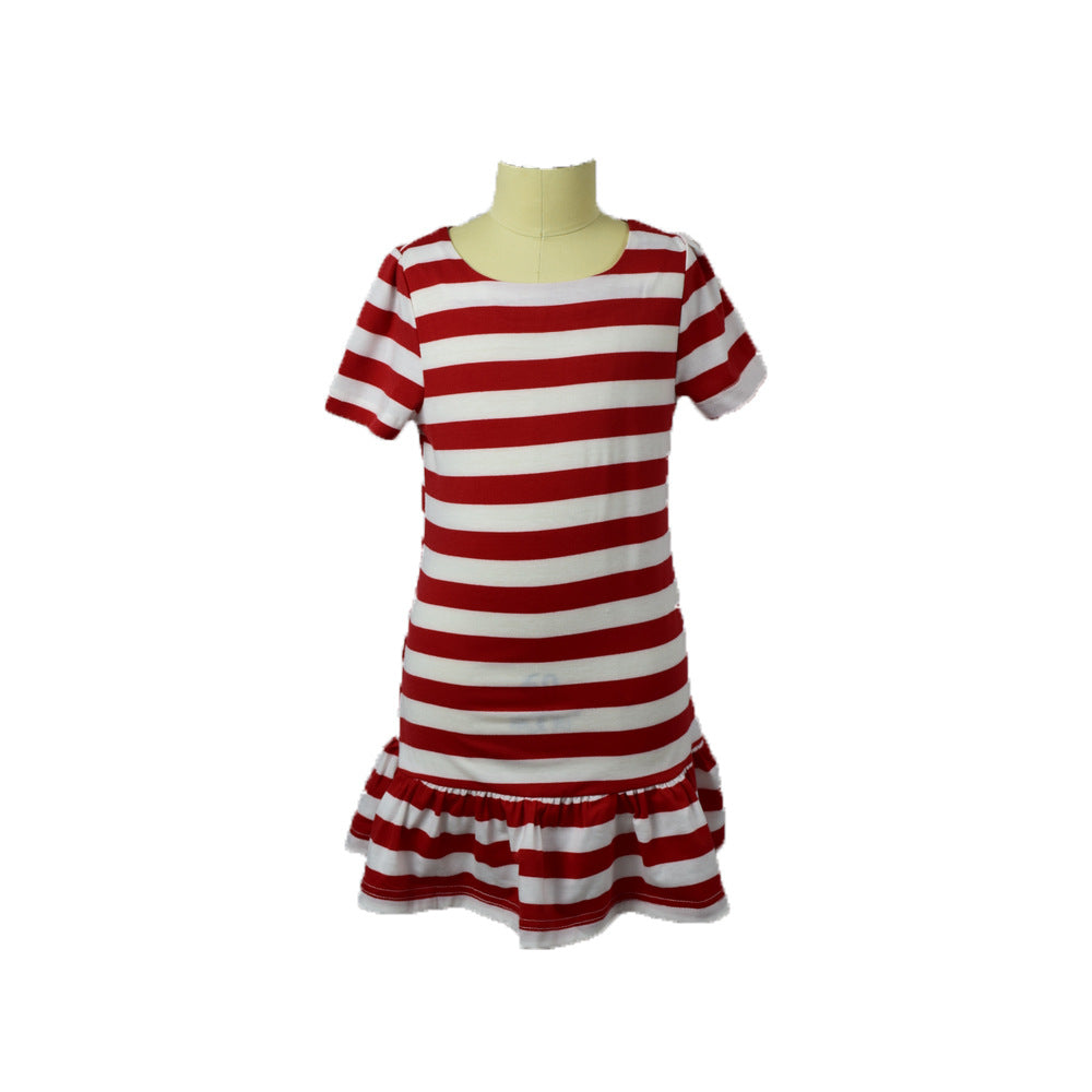 Mommy And Me Kid Big Kid Striped Dresses Wholesale 23040349