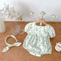 Load image into Gallery viewer, Baby Girls Flower Print Rompers Wholesale 230403491
