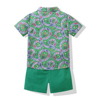Load image into Gallery viewer, 2 Pieces Set Baby Kid Boys Flower Print Shirts And Solid Color Shorts Wholesale 230403492
