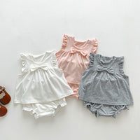 Load image into Gallery viewer, 2 Pieces Set Baby Girls Bow Tops And Solid Color Shorts Wholesale 230403493
